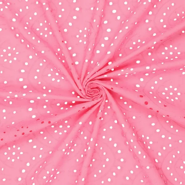Katoen Broderie - Bubblegum Pink