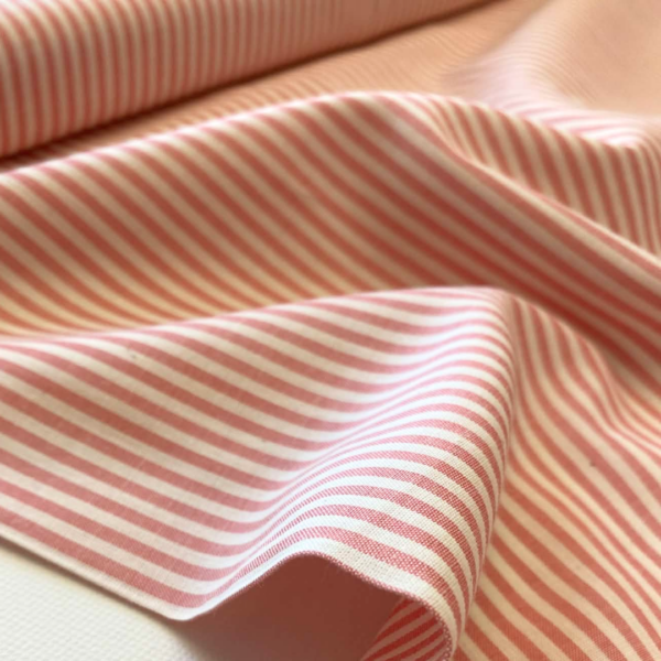 Katoen viscose - Hemdenstof - Koraal/wit