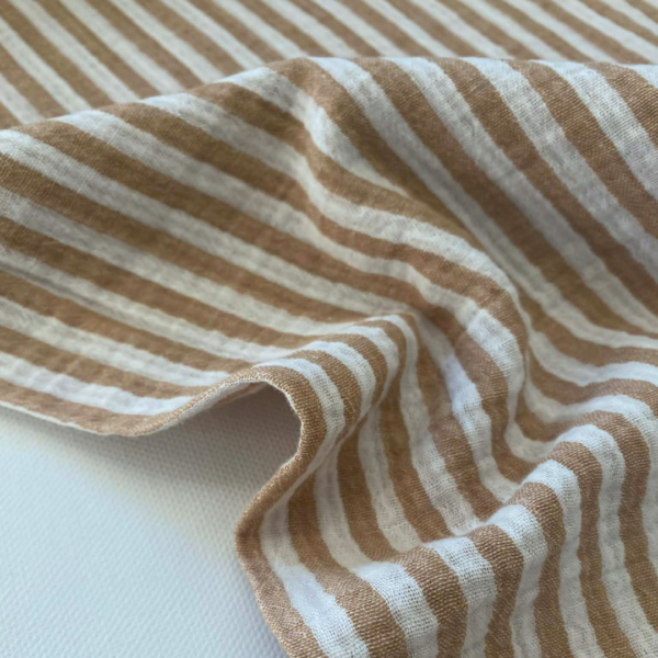 Double Gauze – Omkeerbaar – Brede & Fijne Strepen – Camel