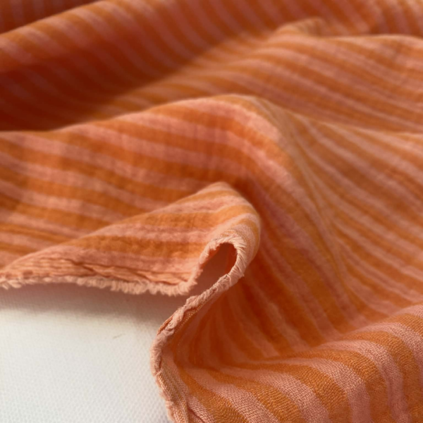 Double Gauze – Omkeerbaar – Brede & Fijne Strepen – Peach