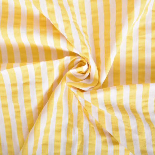 Katoen Seersucker - Geel - Lemon Stripes
